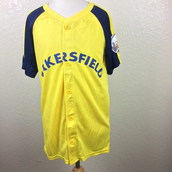 Men's Yellow Bakersfield Baseball #75 Button Up shirt Sz S - Picture 2 of 7